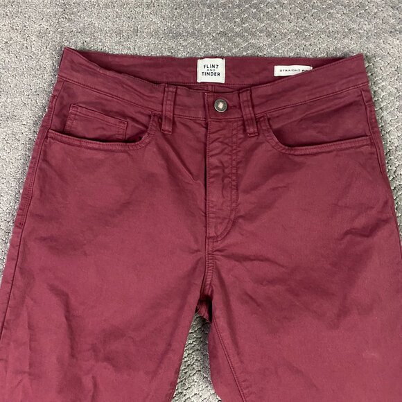 Flint and Tinder 365 Pants Straight Fit Mens 29 x 30 Measures 31x30 Burgundy Red - Picture 2 of 13